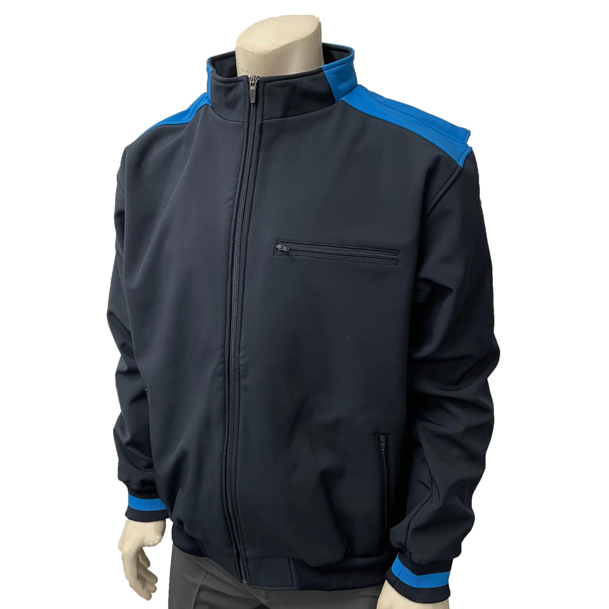 Smitty | BSB-343 | College Softball Style Full Zip Thermal Fleece Umpire Jacket | Navy w/Blue | Collegiate Official (Small)
