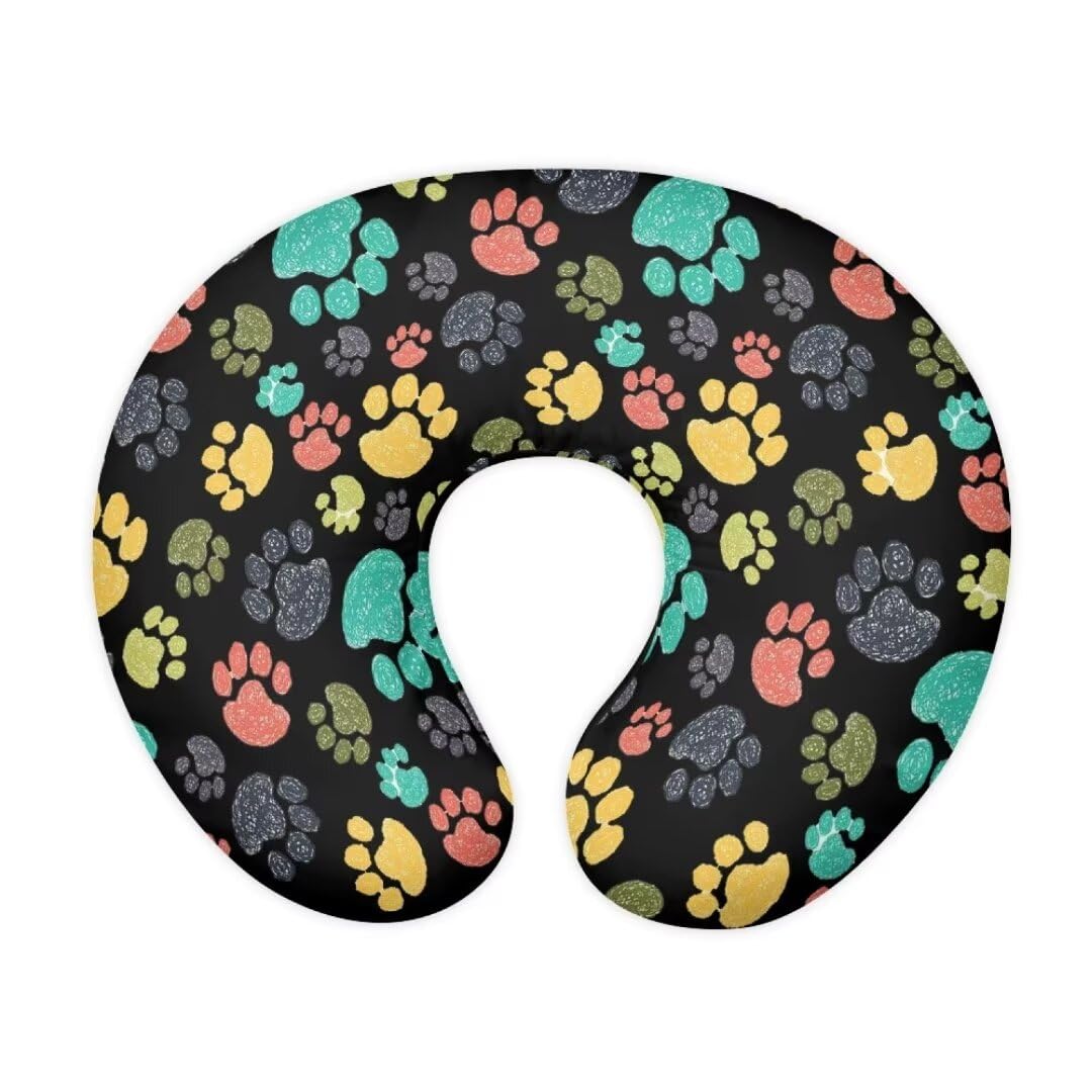 Jeiento Nursing Pillow Covers Cartoon Dog Paw Print Nursing Pillow Slipcovers for Infant & Baby Newborn U-Shaped Breastfeeding Pillowcase Cushion Cover