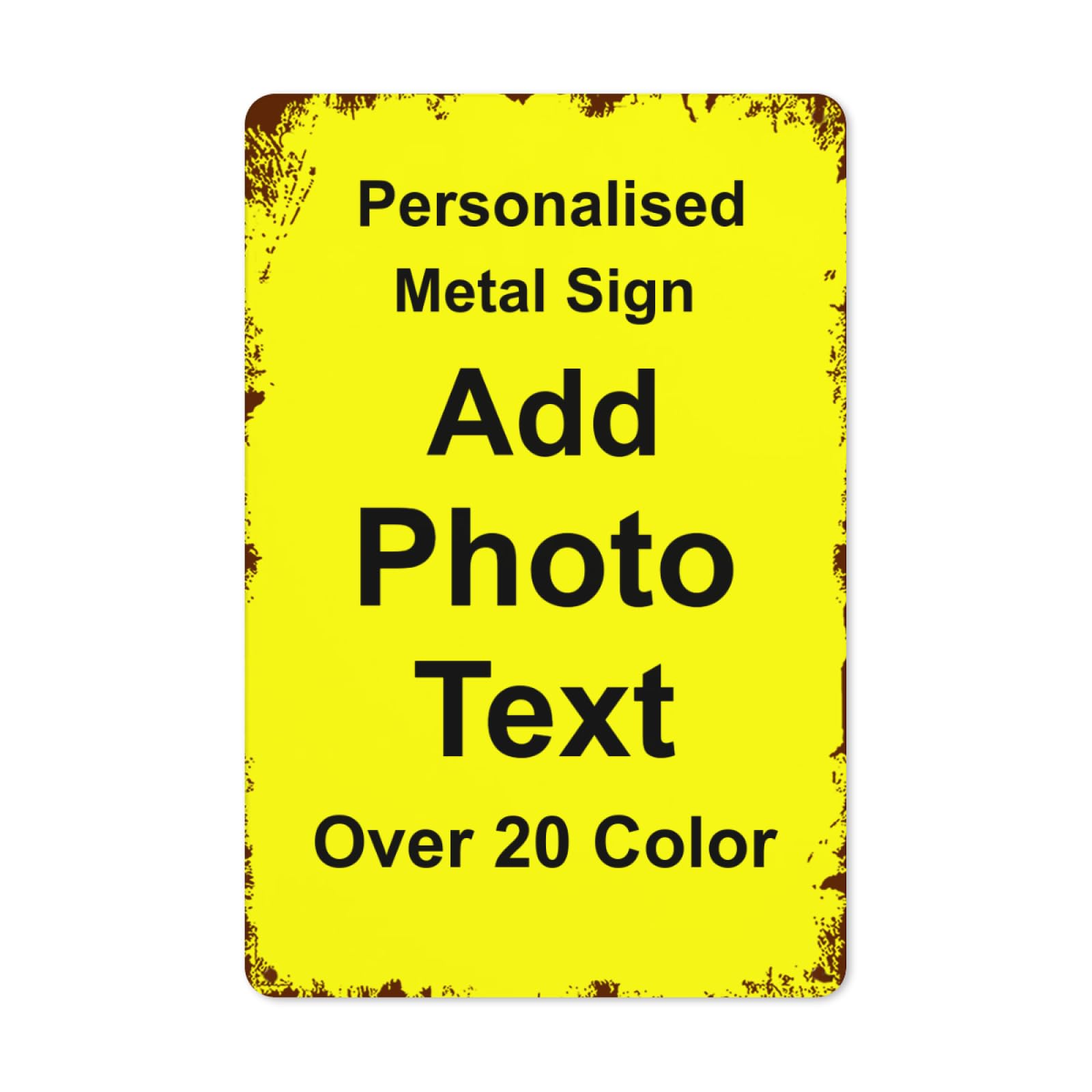 Custom Vintage Metal Signs Text Wording Photo Personalised Metal Plaque Signs Wall Retro Decor Warning Tin Sign with Image Logo for Kitchen Bathroom Bar Coffee Street Home Outdoor Garden, 20x30cm