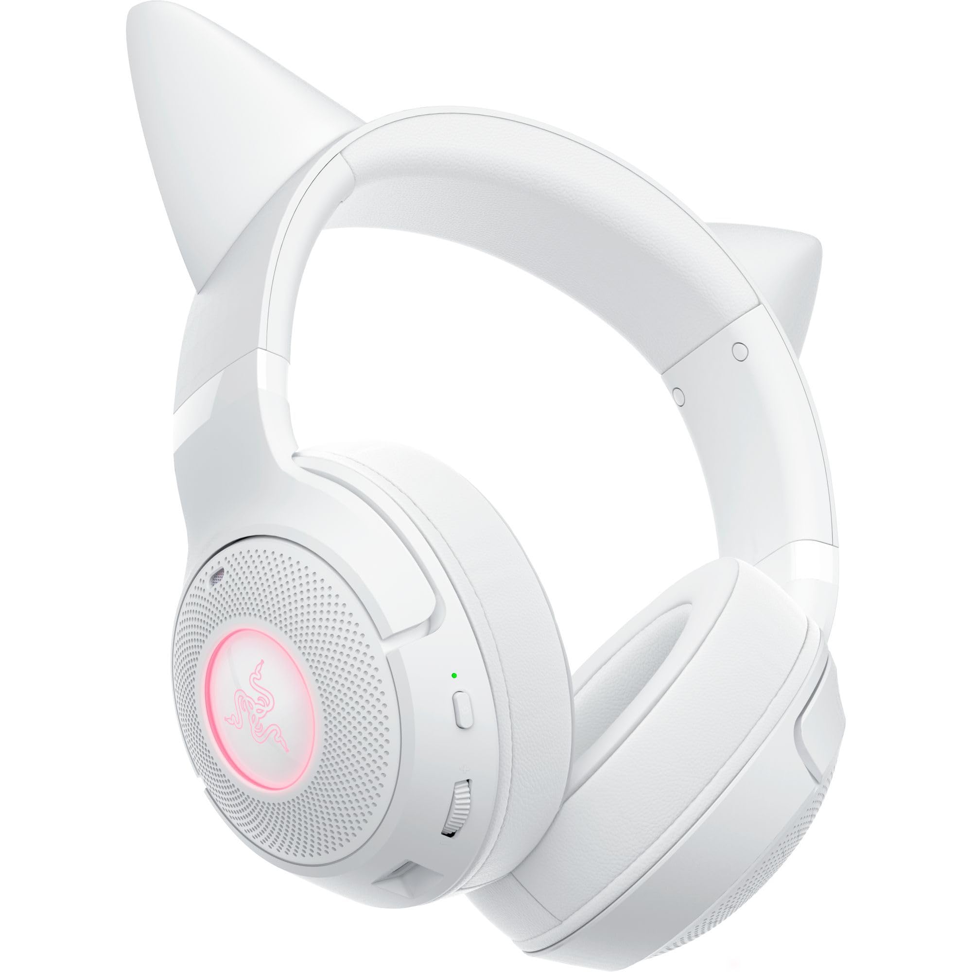 Razer Kraken Kitty V2 BT Casque sans Fil RGB : Oreilles et Oreillettes Chroma RGB Kitty - Pilotes Bluetooth 5,2-40 mm - Micros antibruit - Léger - Batterie de 40 Heures avec Charge de Type C - Blanc