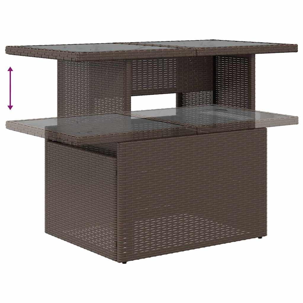 Salon de Jardin Modulable 9 Pièces en Résine Tressée Polyrotin, Ensemble de Canapé d'Extérieur Marron pour 8 Personnes avec Table et Coussins Confortables, Mobilier pour Terrasse et Balcon