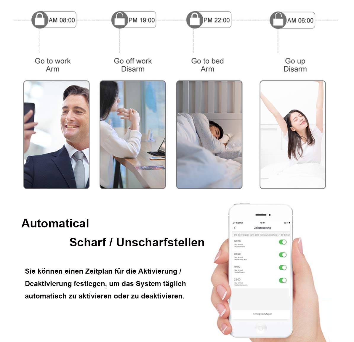 TecPeak - Système d'alarme domestique sans câbles, kit d'alarme WiFi/gsm avec sécurité sirène qui fournit un mode très efficace pour protéger votre maison et votre bureau, etc. (A6)
