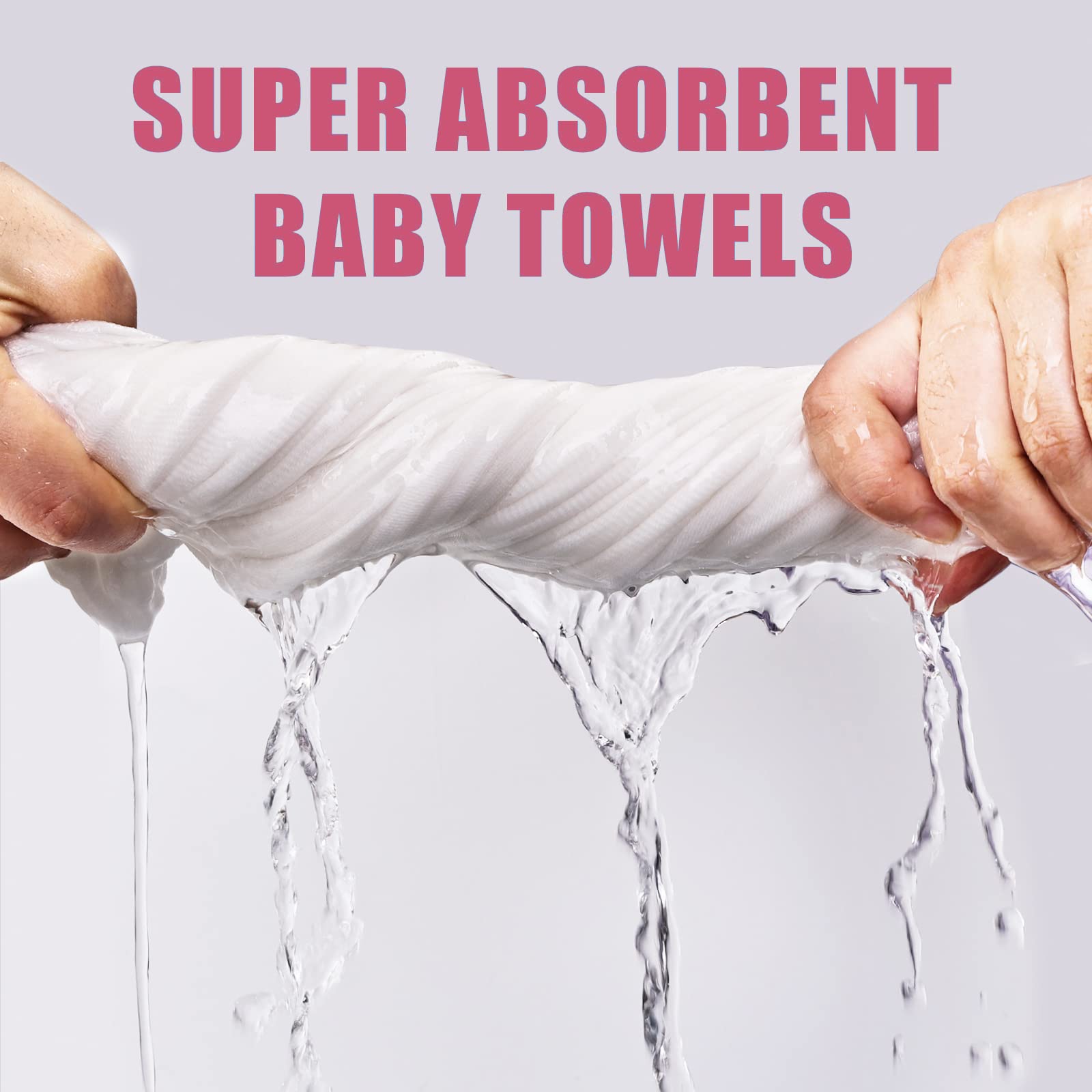 Asciugamani da bagno in mussola per bambini, ultra morbidi e assorbenti, asciugamano in mussola per bambini, 6 strati in cotone naturale, adatto per ragazze 101,6 x 101,6 cm (bianco, rosa e grigio)