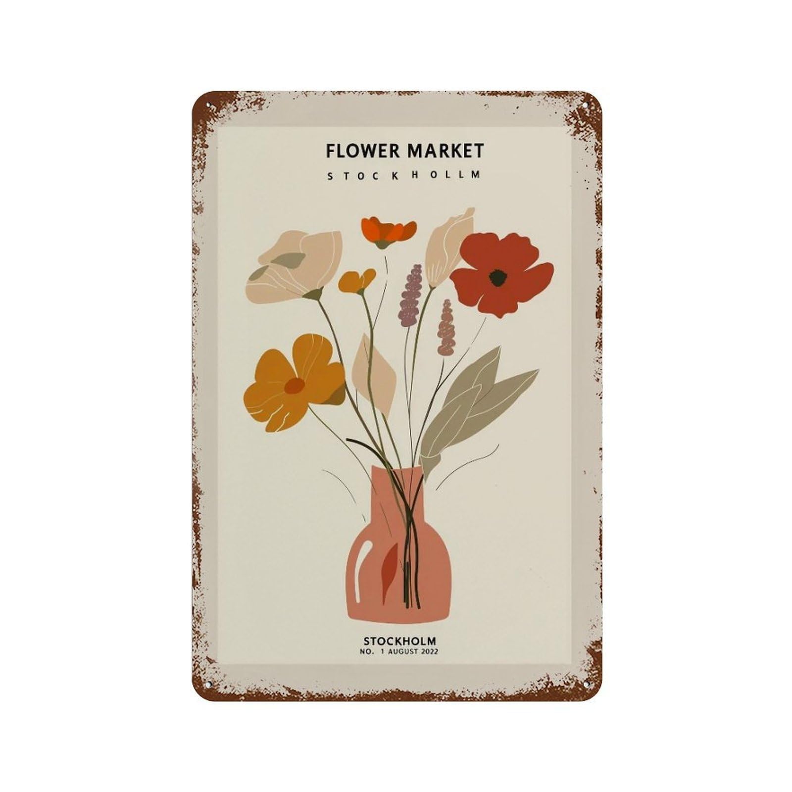 FHUYEURHRY Flower-Market-Stockholm_04 Wall Decor Retro Iron Vintage Art Metal Tin Sign Poster Modern Home Cofffee Club Art Bar Shop Decorations Style 30x20cm
