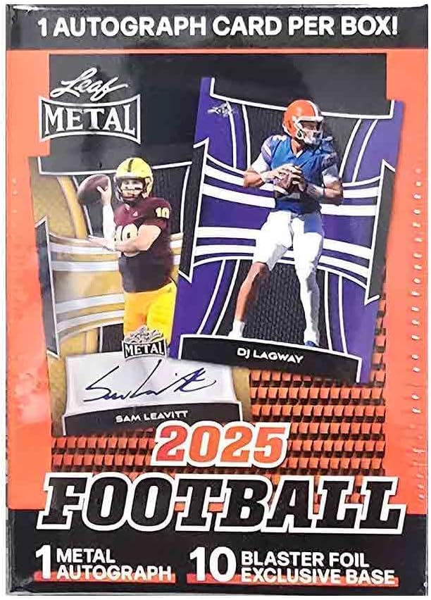 2025 Leaf Metal Football Trading Card Blaster Box (1 Metal Autograph) Look for Autos of Patrick Mahomes, Peyton Manning, Bryce Underwood, Cam Ward, Jayden Daniels & More!
