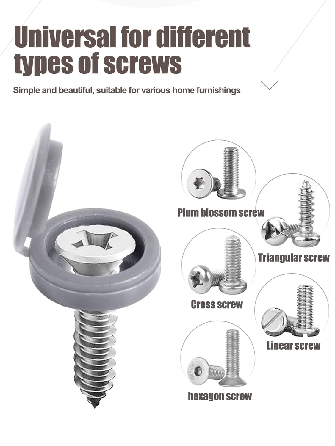 200-Pack Plastic Hinged Screw Cover Caps, 5mm Shutter Screws with Caps, Fold Snap Washer Covers, Washer Flip Protection Covering M3 M4 M5 Screws Heads (Bronze)