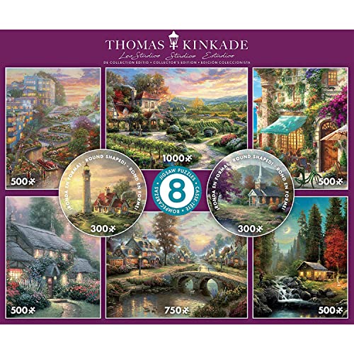 Ceaco 8 in 1 Multipack - Thomas Kinkade - Round 300, 550, 750, 1000 Piece Jigsaw Puzzles