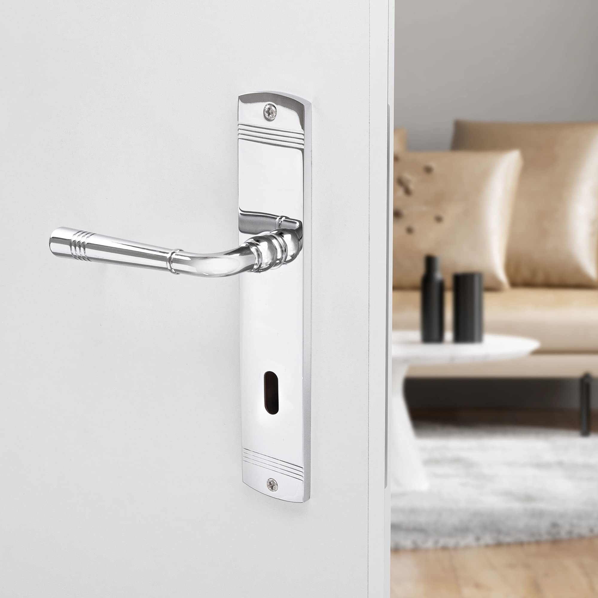 KNOBWELL Set Di 4 Maniglie Per Porte Quadrate Contemporanee, Senza Chiavi, Set Di Maniglie Per Porte Interne, Colore: Nero Opaco - Foto 5