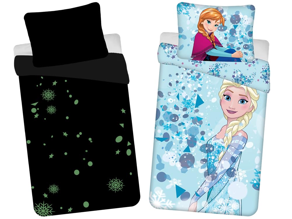 Jerry Fabrics Bright Blue Disney Frozen Light Blue With Shiny Effect Children's Bedding Set, Duvet Cover 140 X 200 Cm And Pillowcase 70 X 90 Cm