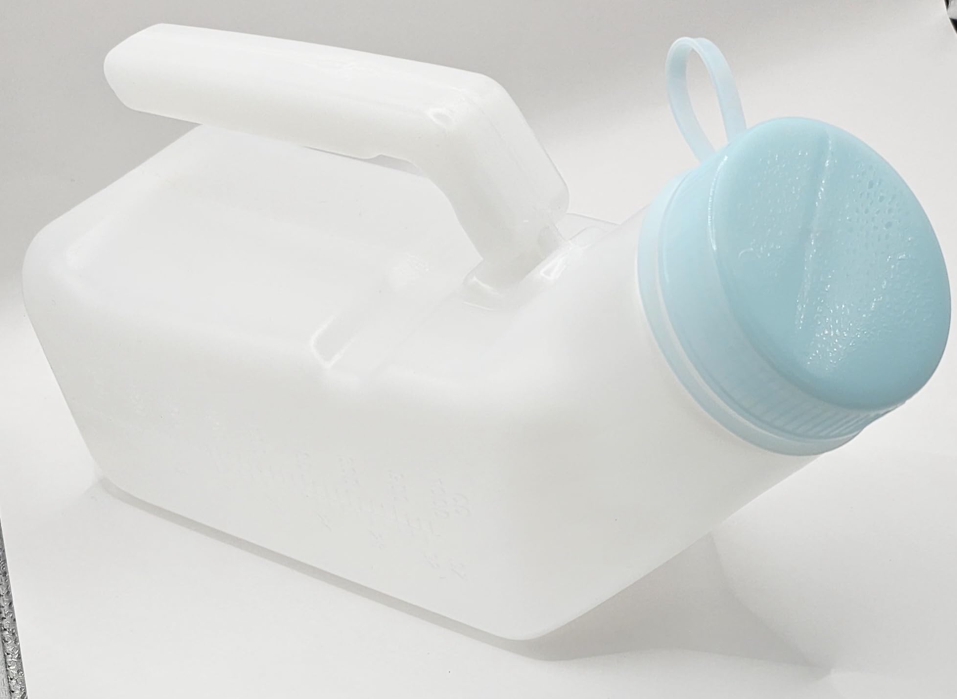 Six-Sisters Men Urinals Glow in The Dark Lid Spill Proof Leakproof Cap, 35 oz/1000mL Male Urinary Adult Children Pee Chambers, Mens Bedpan Urine Bottle for Travel Camping & Incontinence-1 in a Pack