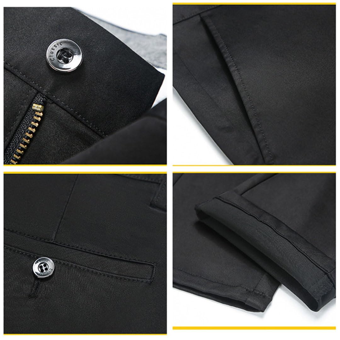 Vogrtcc Pantalones De Traje De Oficina para Hombre, Pantalones Formales Ajustados Ajustados para Negocios, Pantalones De Talla Grande