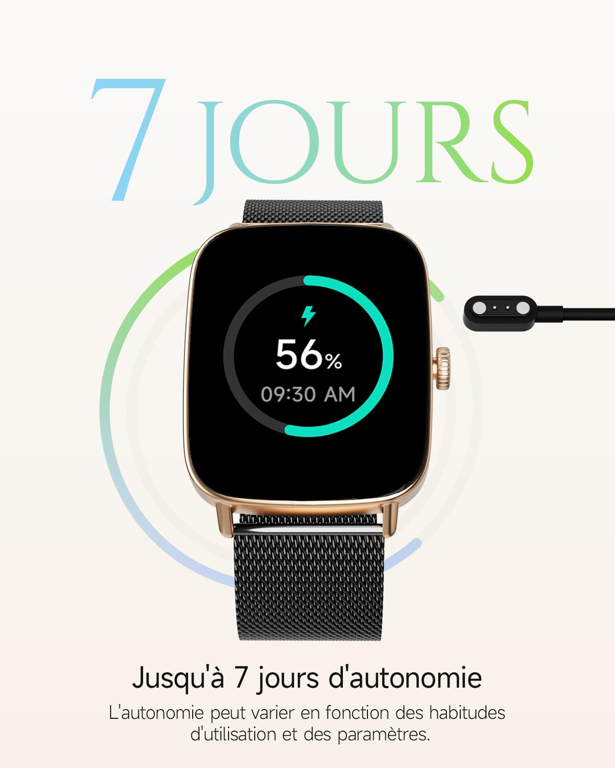 TOOBUR Montre Connectée Femme, Montre Podometre, Étanche IP68, Noir Doré | Montre de Sport Tendance, Montre Connectée Santé/Cardio/Sommeil, Smartwatch Compatible Android/iOS, Répondre Appels