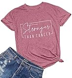 Cancer Shirt Women Breast Cancer Shirts Pink Ribbon Breast Cancer Awareness T-Shirts Stronger Than C