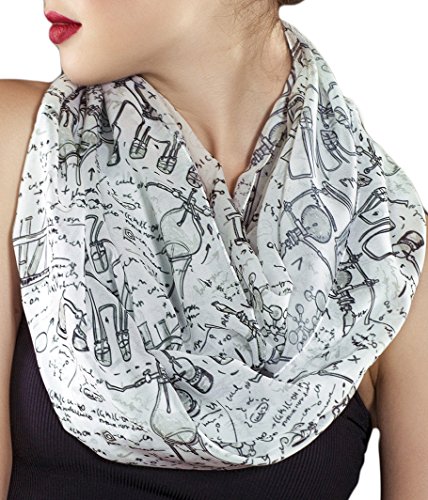 Etwoa White Science Infinity Scarf Chemistry Geek Scarf