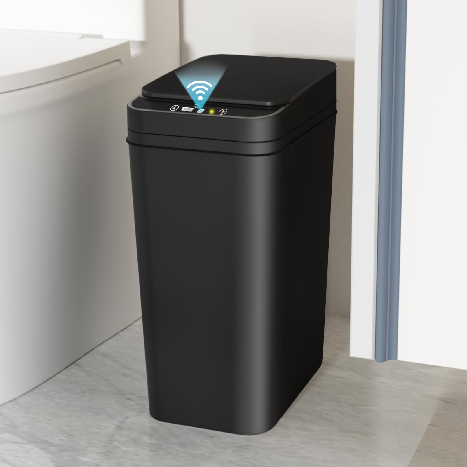 jinligogo 3.5 Gallon Bathroom Small Trash Can with Lid Touchless Automatic Garbage Can Slim Waterproof Motion Sensor Smart Trash Bin for Bedroom, Office, Living Room