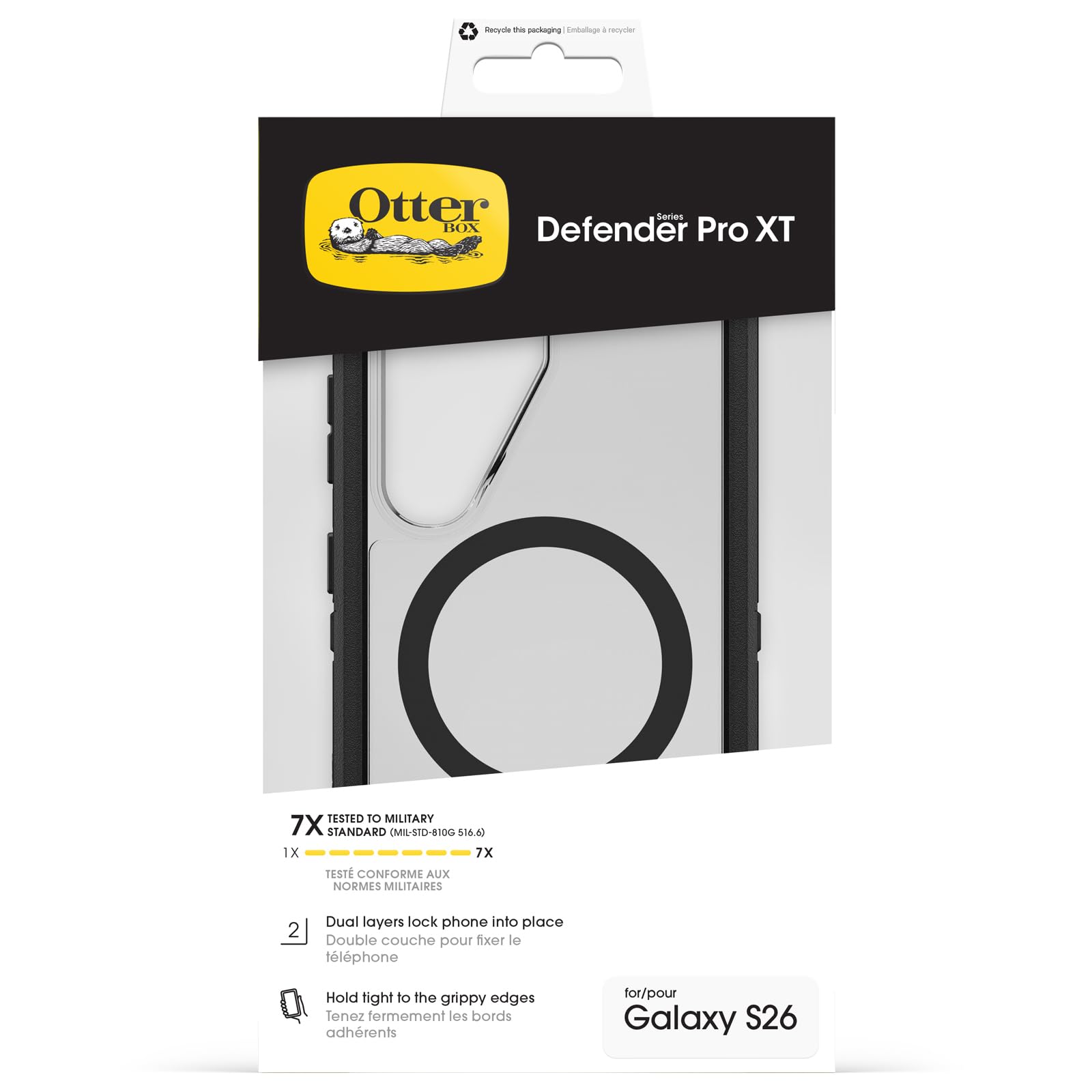 OtterBox Defender Pro XT Magneti cover per Galaxy S26, Trasparente/Nero | Custodia con Magneti, resistente a cadute, ultra robusta, testata 7x vs le norme anti caduta MIL-STD 810G