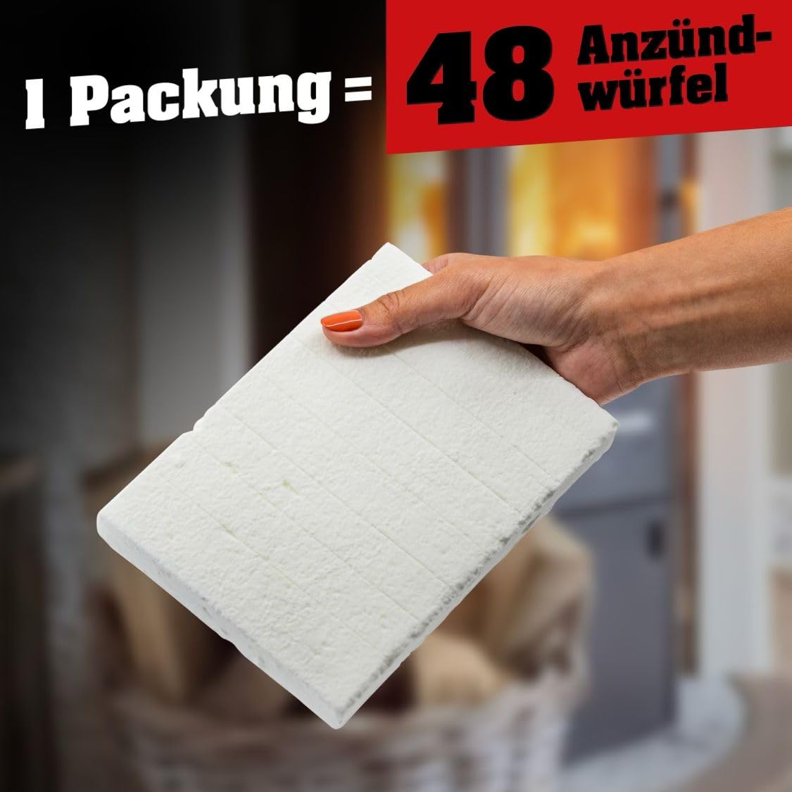 84x 48er Pack Anzündwürfel Kaminanzünder Kohleanzünder Anzünder Würfel Zünder Grillanzünder Ofenanzünder für Kamin, Ofen Kohlenanzünder Anzündwolle Anmachwürfel + 1 Bildmagnet