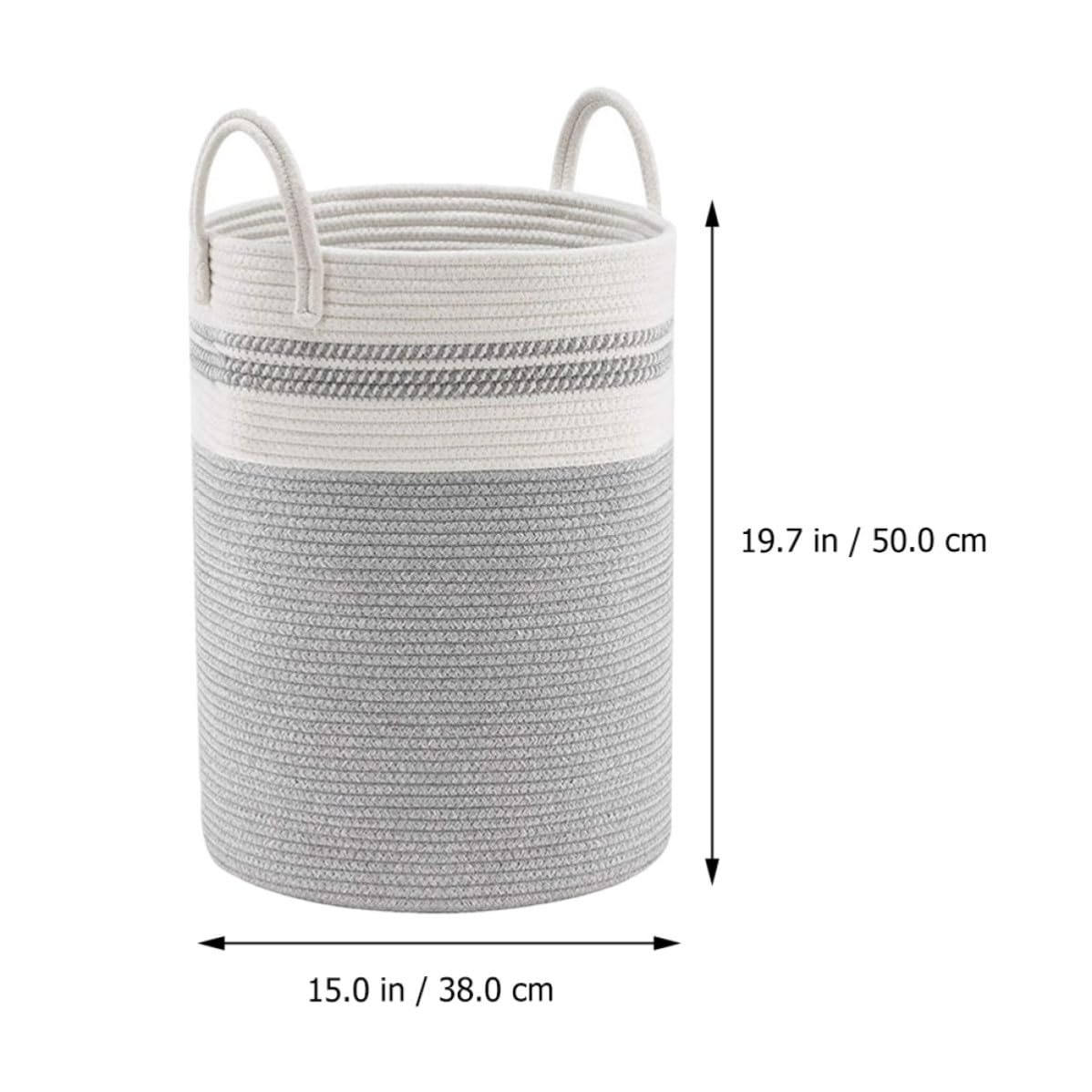 Cesto Portaoggetti in Corda di Cotone Bianco Grigio Pieghevole
