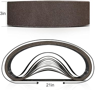 3x21 Belt Sander Sanding Belts, 12PC Silicon Carbide Abrasive Belt Set2 Each of 60/120/240/400/600/800 Grits Assortment for Hop Metal Polishing Dedusting for Belt Sander