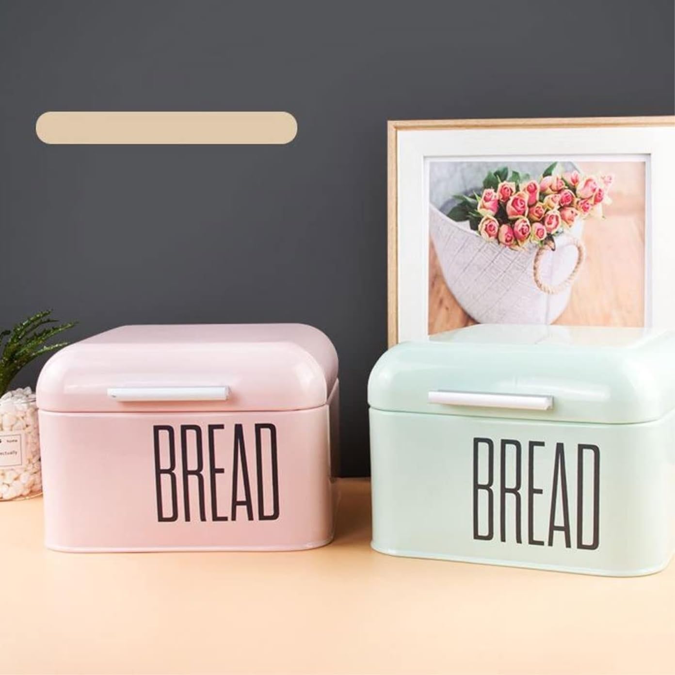 Amazon.co.jp: ブレッドボックス パン箱 カウンタートップのピンクの