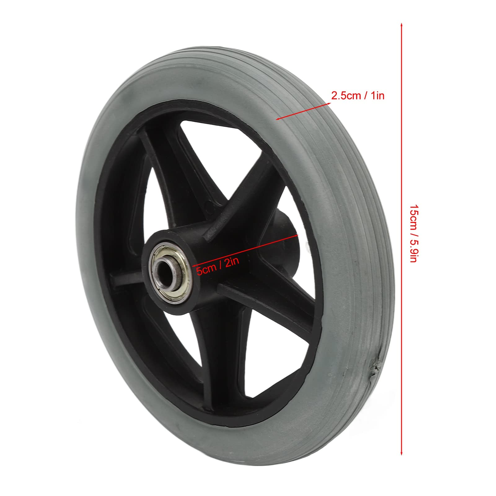 BestAlice - 2 Ruedas de Repuesto para Andador, Ruedas de 6 Pulgadas para Andador, Rueda Delantera Negra para Silla de Ruedas, Rueda Delantera de Poliuretano Universal, Andador Antideslizante