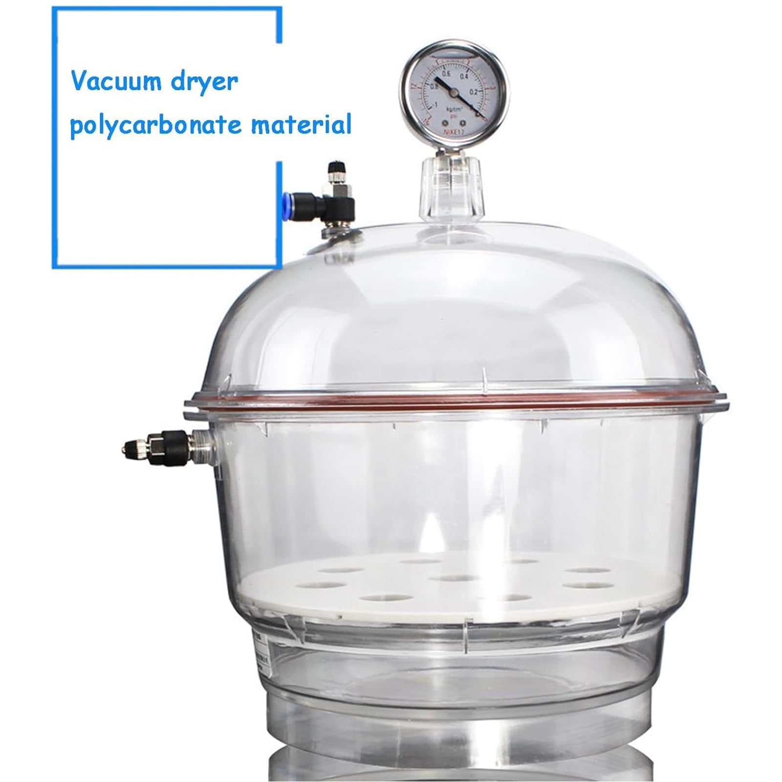 Vakuum-Exsikkator, 250 Mm Acryl-Labortrocknungsgefäß, Mit Doppelventilen, Manometer, Versiegeltes Gefäß Aus Polycarbonat Für Vakuumtrocknung Und Lagerung