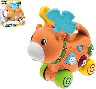 Chicco Reindeer with Lights and Sounds, Trainable Electronic Toy, Freewheeling Wheels, Sounds and Cheerful Melodies, Easy to Grip Toy for Kids 6-36 Months