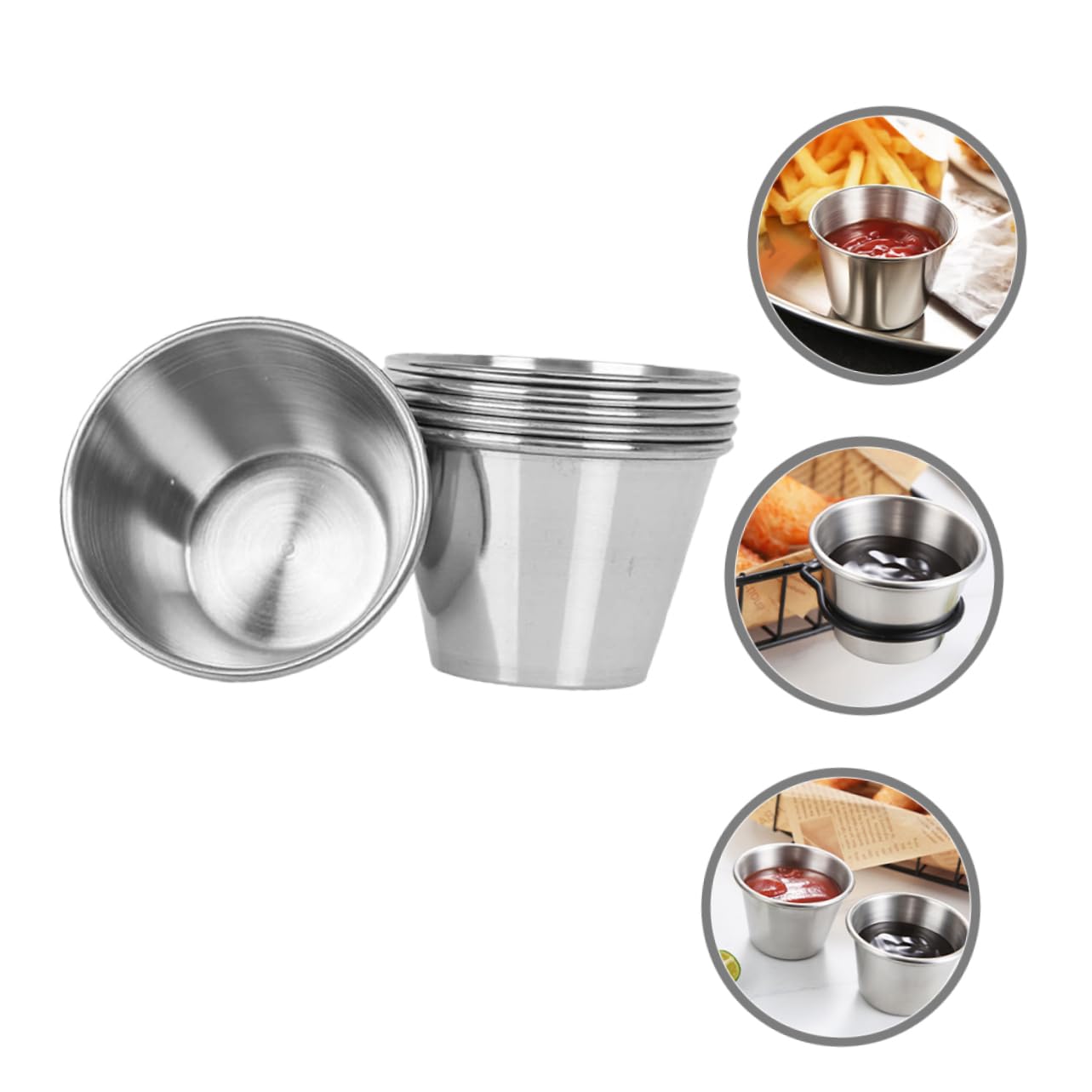 ABOOFAN 6pcs Stainless Steel Sauce Containers Condiment Cups for Dipping Sauces for Restaurants Parties and Home Use Multi Functional Bowls and Snacks
