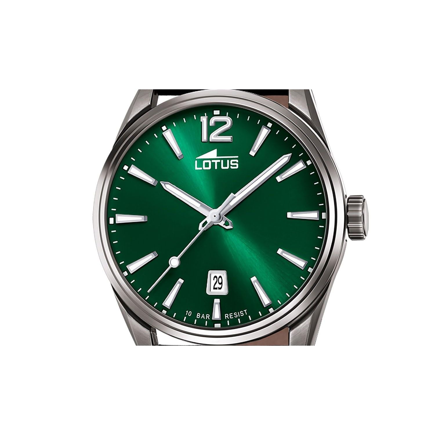 LOTUS Orologio Uomo Analogico in Acciaio Inossidabile e Pelle Nero