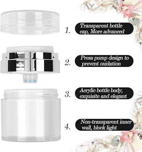 Miniatura 4 de Tarro de bomba sin aire, 2 botellas de vacío para crema, botellas pequeñas de bomba sin aire, dispensador de loción con bomba para artículos de