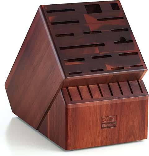 Cooks Standard Acacia wood Knife Block Holder without Knives, 25