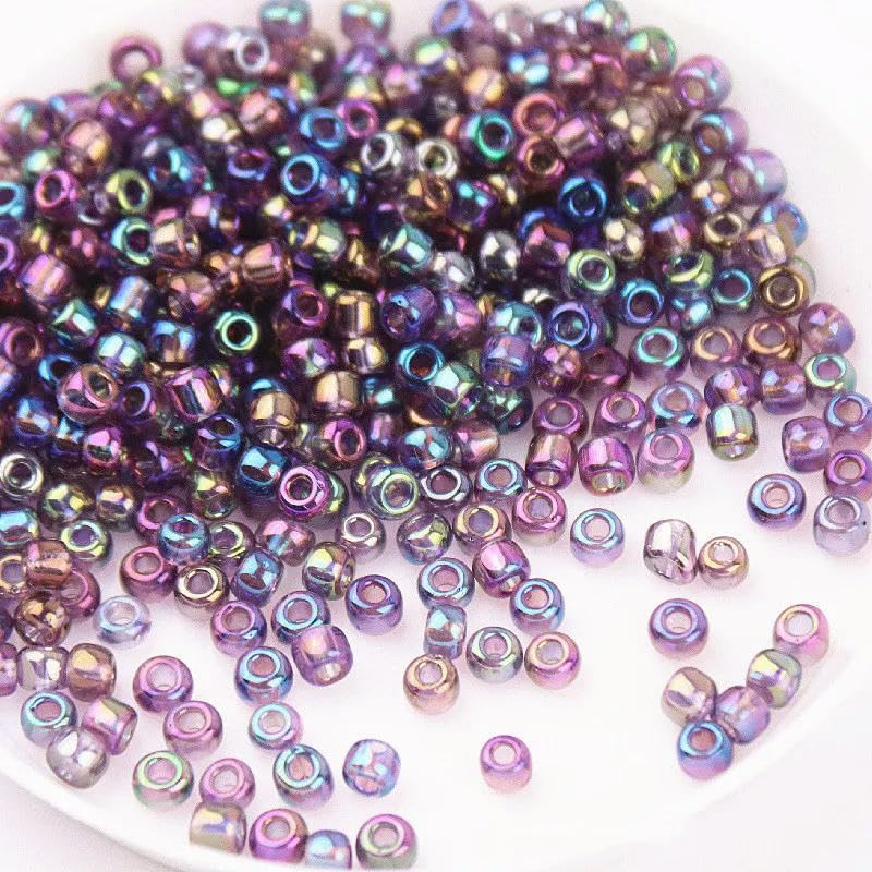 Szklane koraliki z nasionami małe koraliki 1,5-4 mm szklane koraliki ryżowe magiczny kolor przezroczyste imitacja kolorów rozproszone koraliki DIY koraliki akcesoria z frędzlami
