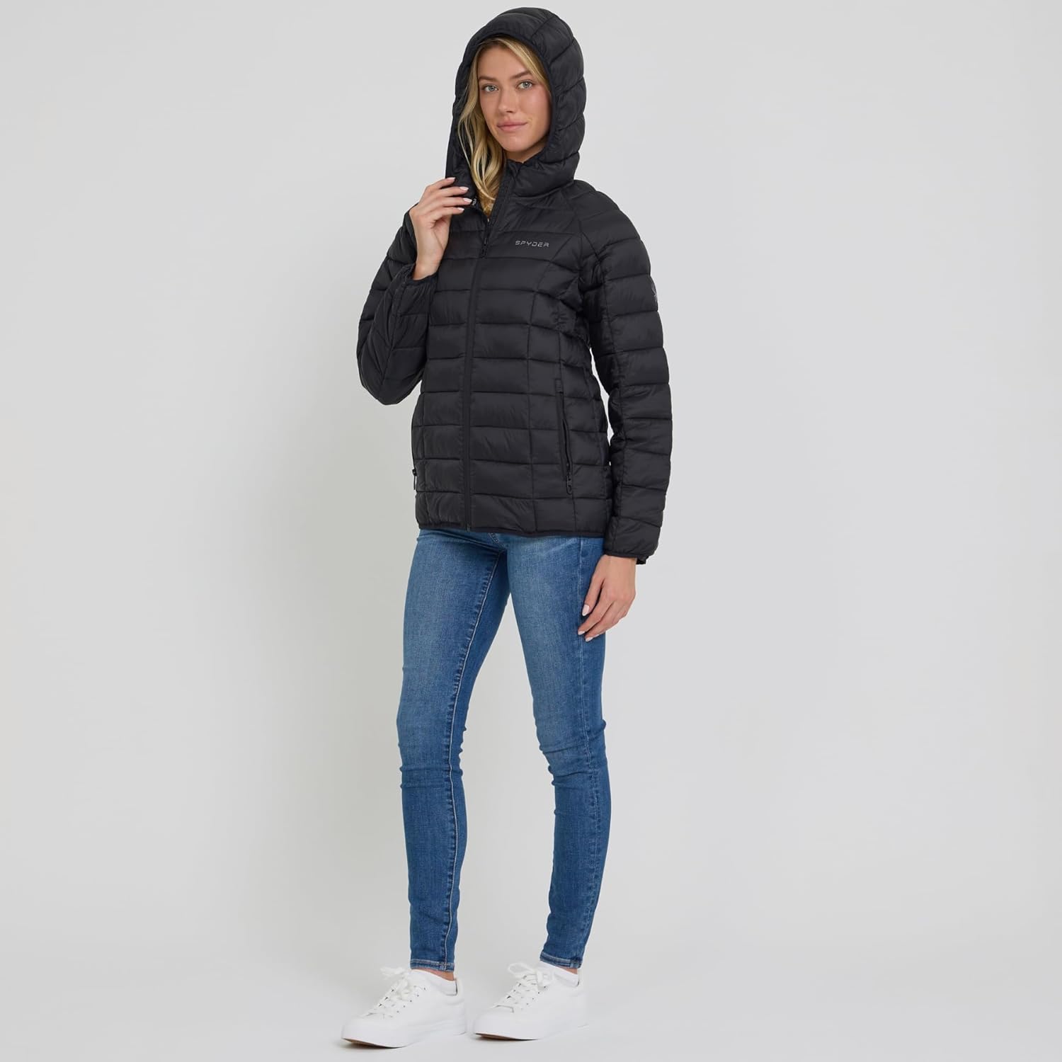 Spyder Packable Puffer Jacket Womens with Hood, Lightweight Full Zip Winter Quilted Womens Puffer Coat