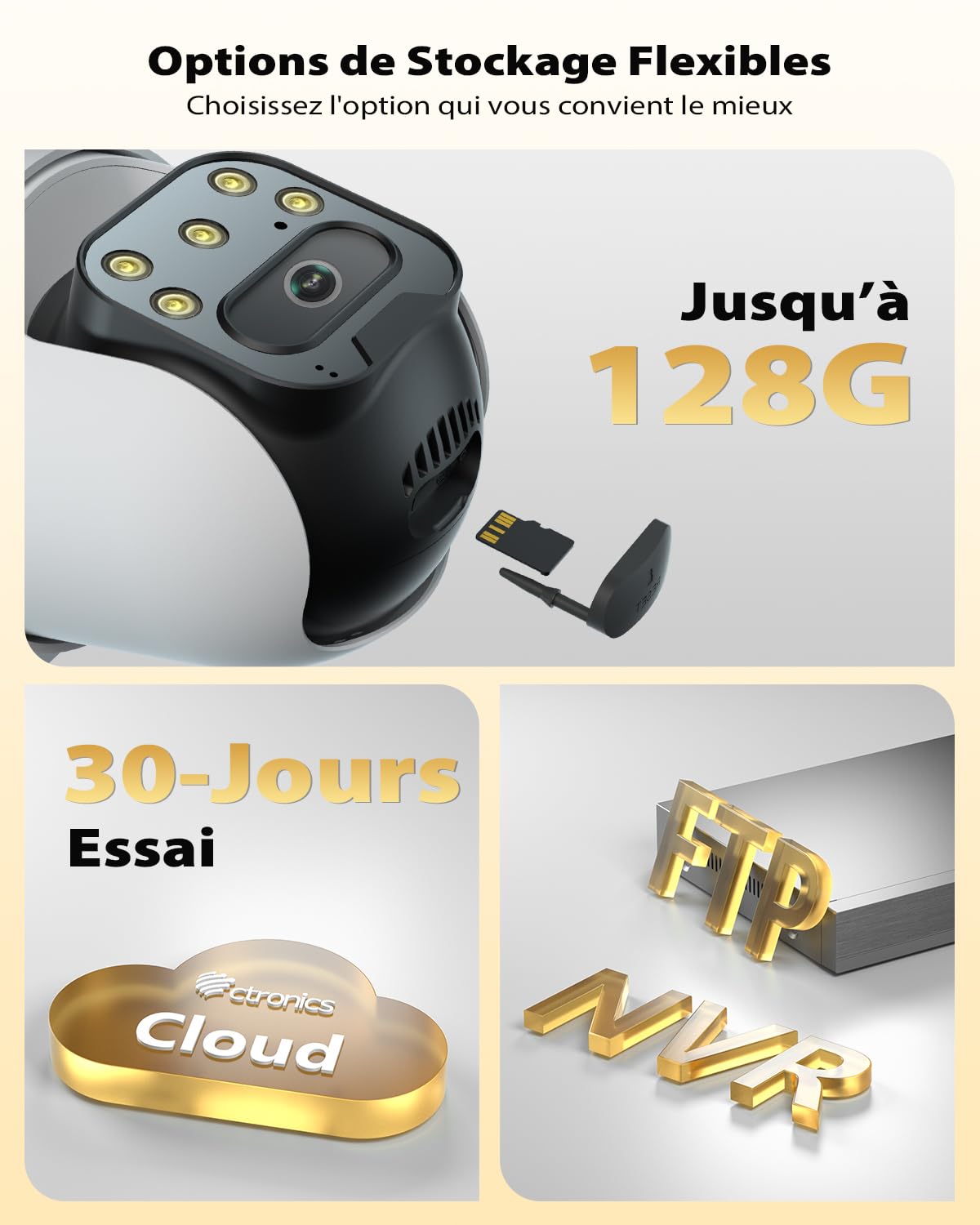 Ctronics 5MP Caméra Surveillance WiFi Exterieure, PTZ Camera IP Exterieur | WiFi 2,4/5GHz avec AI Détection Suivi Auto, Nocturne Couleur 30M, Audio Bidirectionnel, 128GB TF/Cloud/FTP/NVR