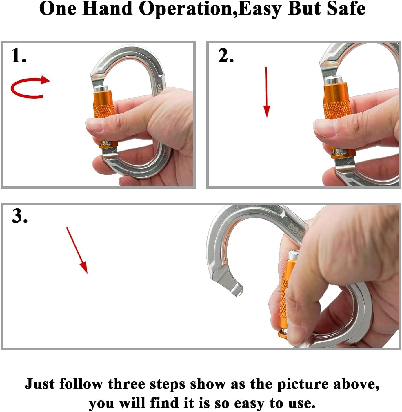 SOB Moschettone Arrampicata Ganci per Moschettone per Impieghi Gravosi con Porta a Vite per Campeggio Altalena Amache Attrezzatura da Esterno 2 Pezzi