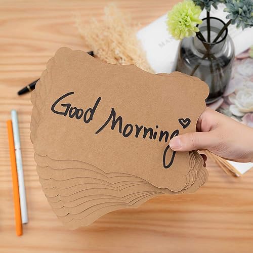 Miniatura 6 de Homtable Paquete de 50 tarjetas Kraft en blanco de cartulina, papel grueso, color marrón, tarjetas de felicitación para bricolaje, menús de tarjetas