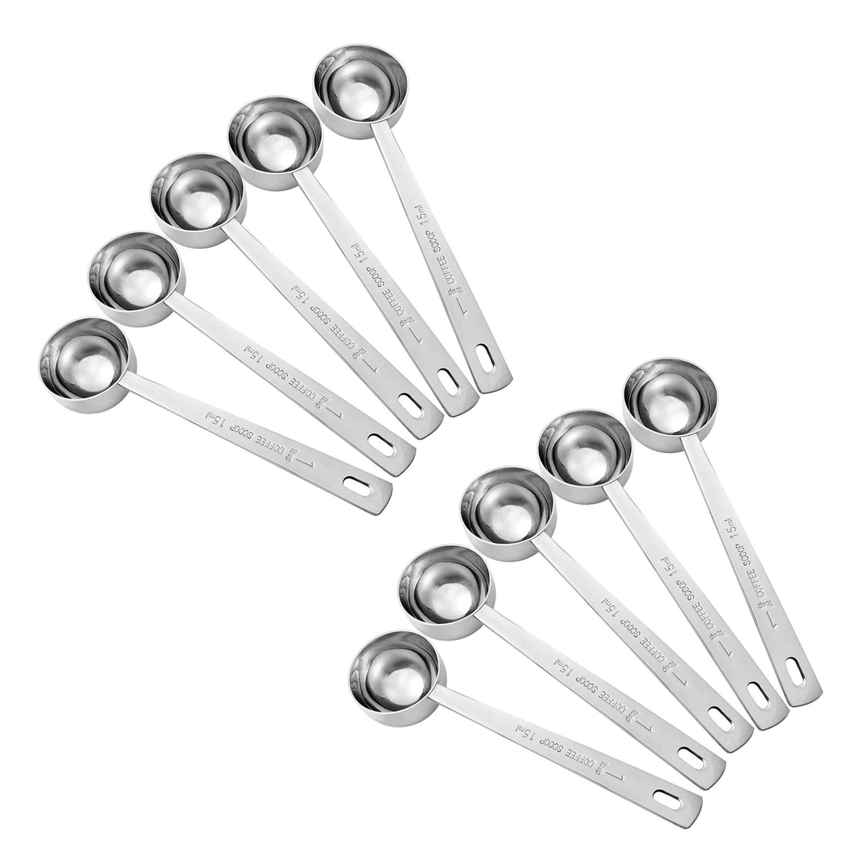 Hndhbfgrt Coffee Measuring Scoop 1 Tablespoon Long Handle Stainless Steel Spoon for Coffee, Milk Powder, Fruit Powder, Set of 10