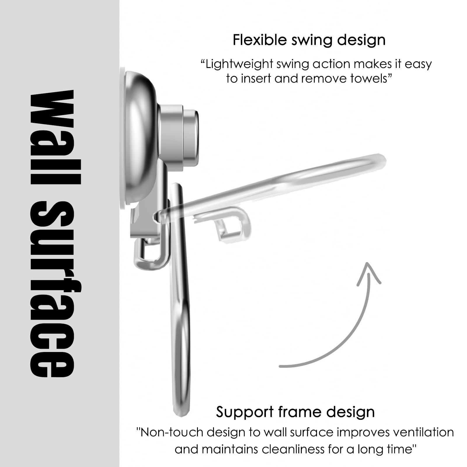 Poywaze Suction Hand Towel Holder for Bathroom Stainless Steel Towel Ring, Wall Mounted Sucker Towel Rail - Image 4