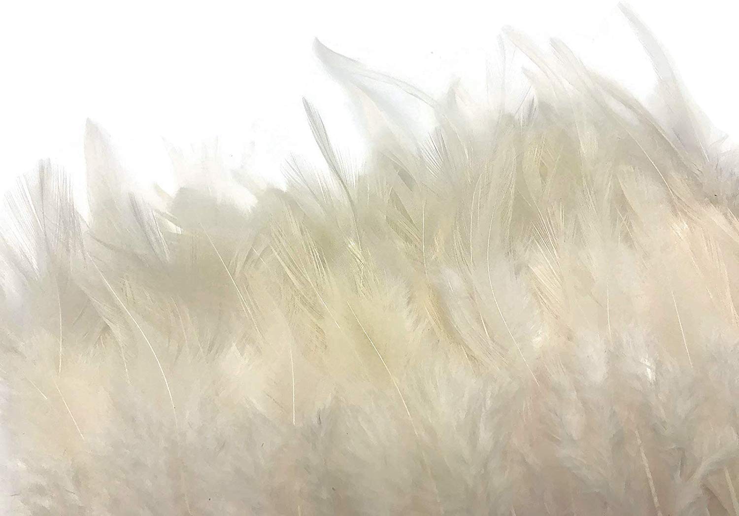 Tiptop Decoration Natural Hackle Pointed Dyed Feathers Trim Fringe Lace (4-5 Inch) (9 Meters) (Natural White) 4
