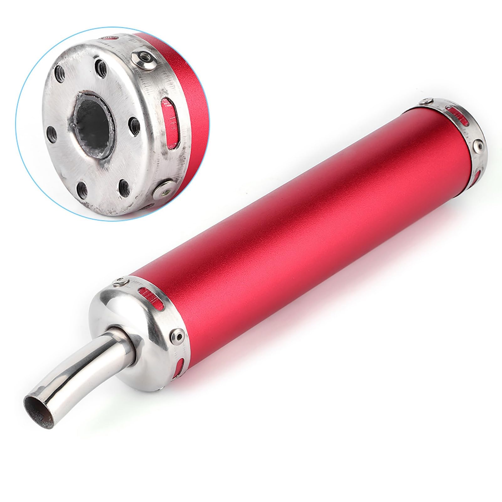 Ejoyous Tłumik Wydechu Silencer 20mm 0.8in Rura Wydechowa Motocykla Końcówka Rury Wydechowej Rura Wydechowa Stal Nierdzewna Stylowy Design Redukcja Hałasu z Różnymi Kolorami dla (czerwony)