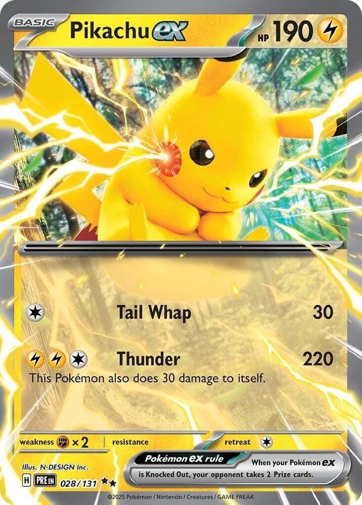 Pokemon - Pikachu ex 028/131 – Prismatic Evolutions – Double Rare – Foil - Single Card