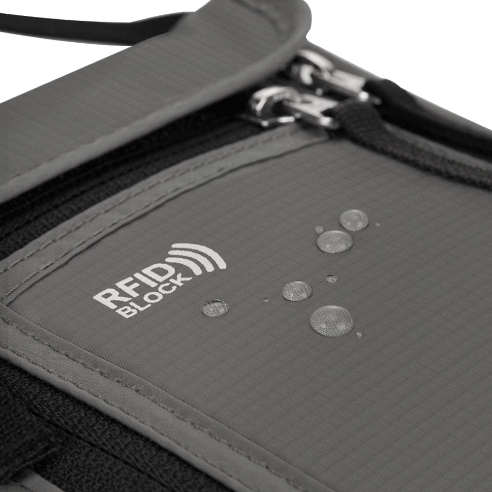Torba na szyję, blokująca RFID, ochrona przed kradzieżą, wodoodporna torba paszportowa, torba na dokumenty, szary, S, Nowoczesny