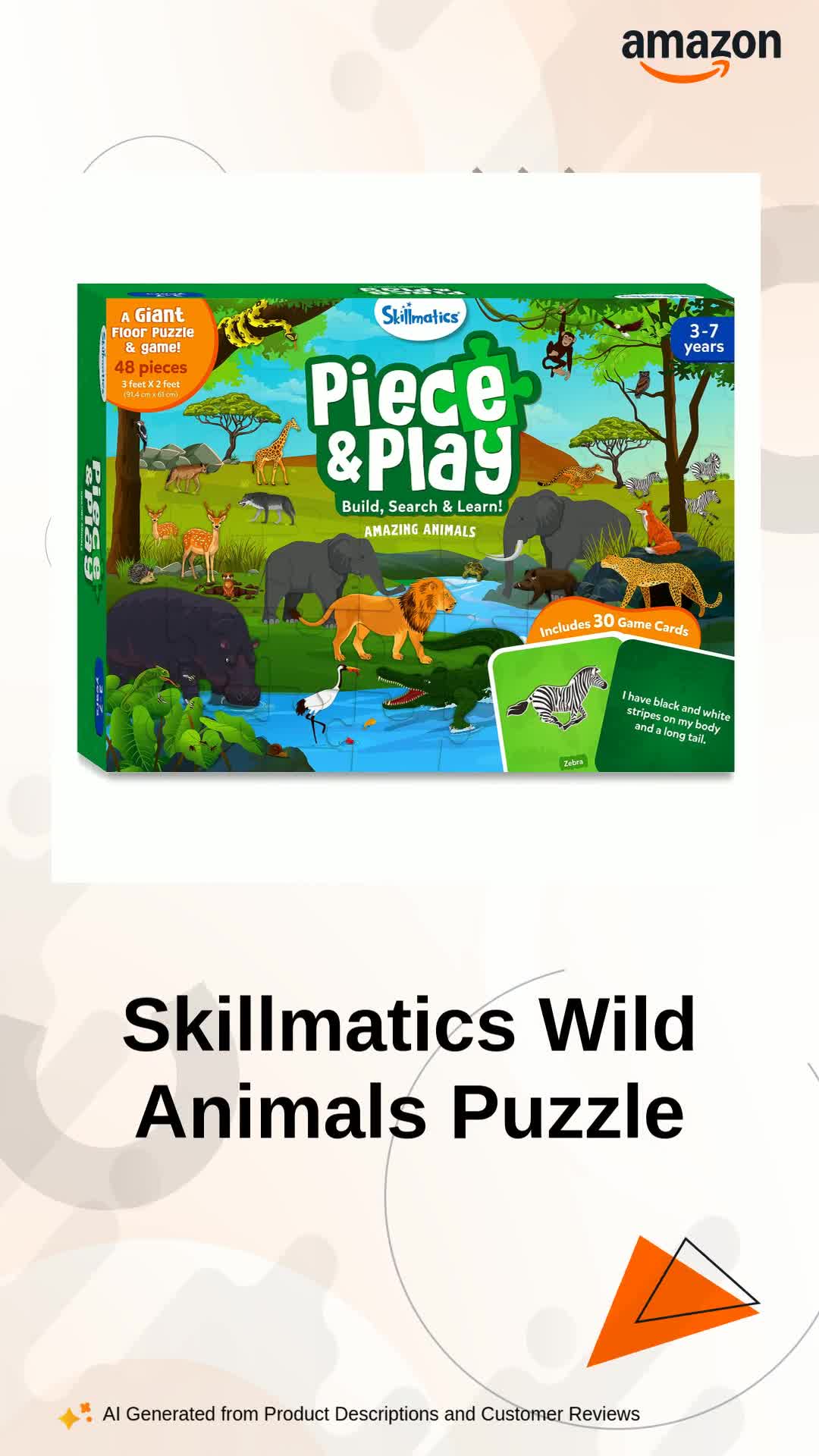 スピールフォームSpiel form　動物51匹！ Skillmatics Floor Puzzle & Game Wild Animals Jigsaw Puzzle