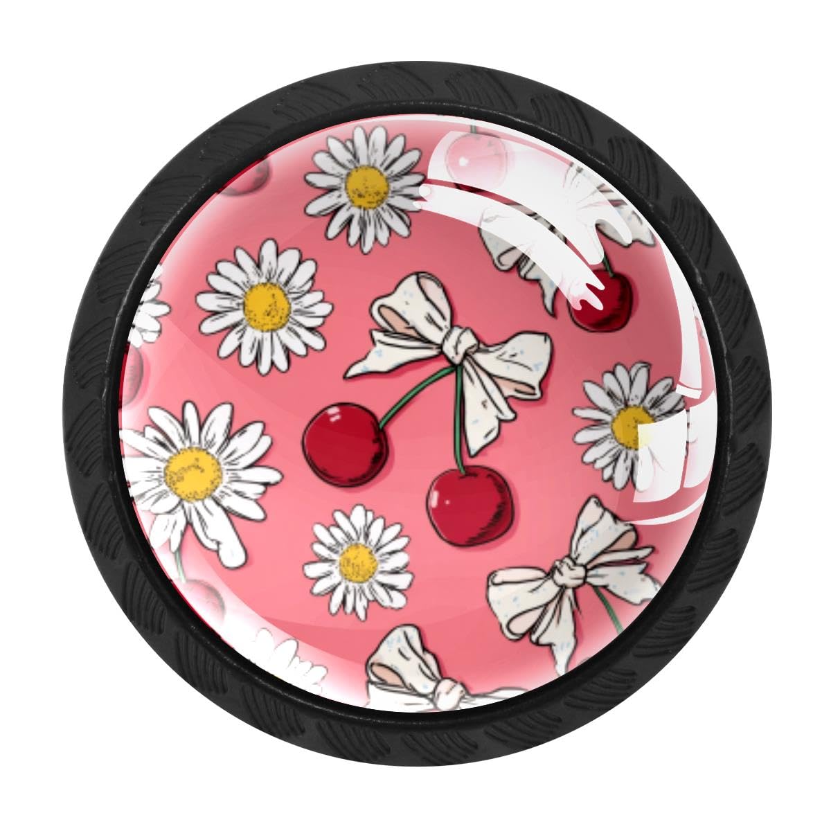 Heoeh Multi 4 4 Pcs Kitchen Cabinet Knobs, Cherries Daisies Drawer Knobs Dresser Handles