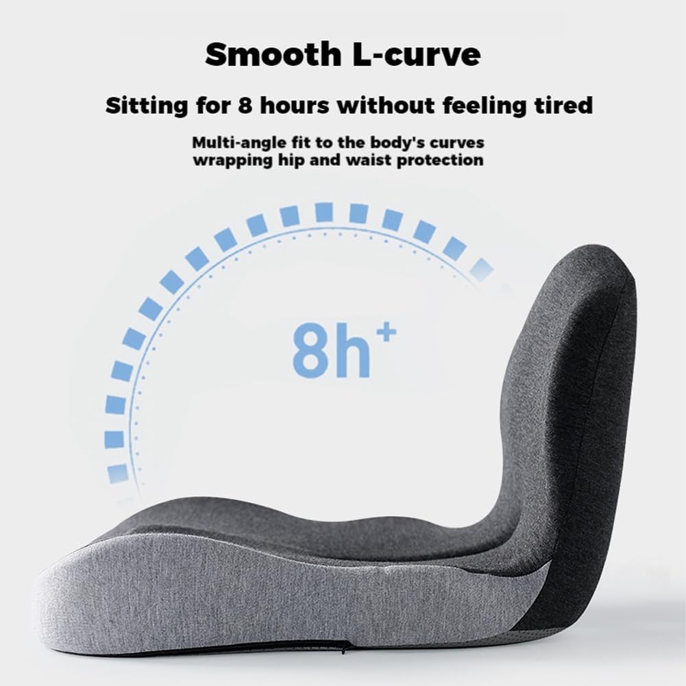 Coussin D'assise Et Dossier Mémoire De Forme Ergonomique - Support Lombaire Antidérapant - Pour Voiture, Bureau Et Maison - Gris