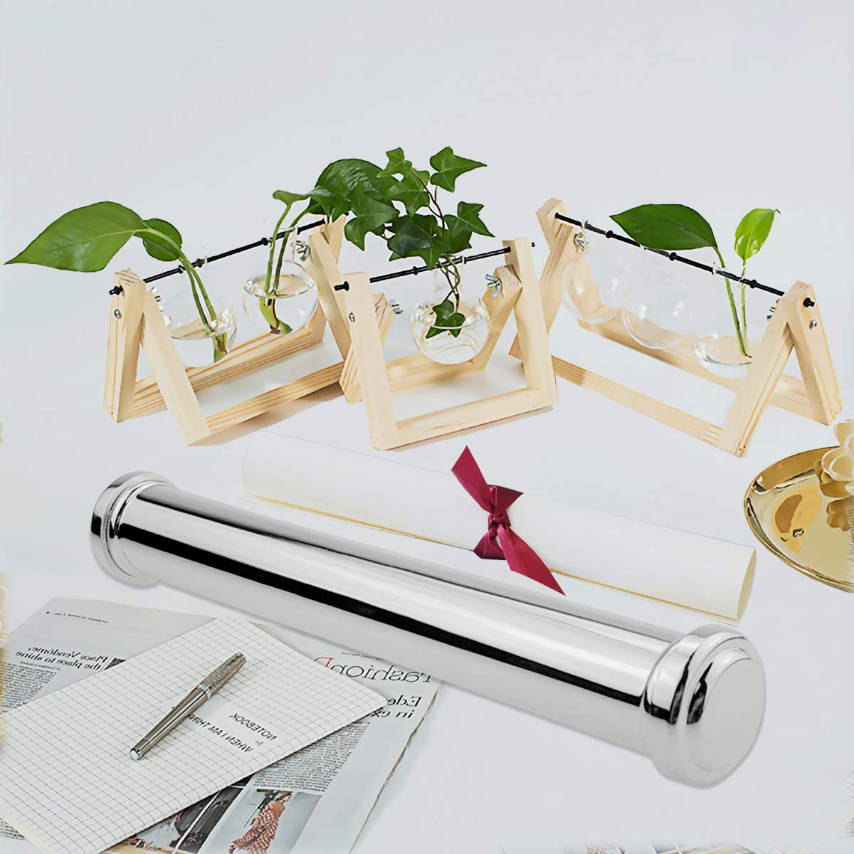 Certificate Holder, SilverPlated Smooth Tube Zinc Alloy Certificate