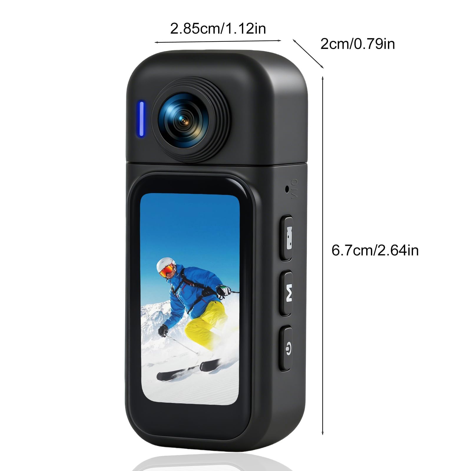 Action Cam Mit Touchscreen, 8-Stunden-Akku, Mini POV Bodycam, Wasserdicht 30M, 120° Weitwinkel, WLAN + 64 GB Karte & 10+ Zubehör für Radfahren, Reisen, Haustiere und Sport