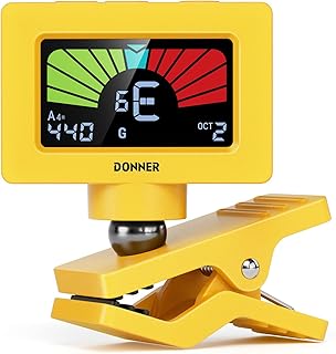 Donner Afinador de Guitarra Afinador Magnético de Guitarra con Pantalla LCD a Color para Guitarra Acústica/Eléctrica Ukelele Bajo Violín Banjo Afinación DT-10 - Amarillo