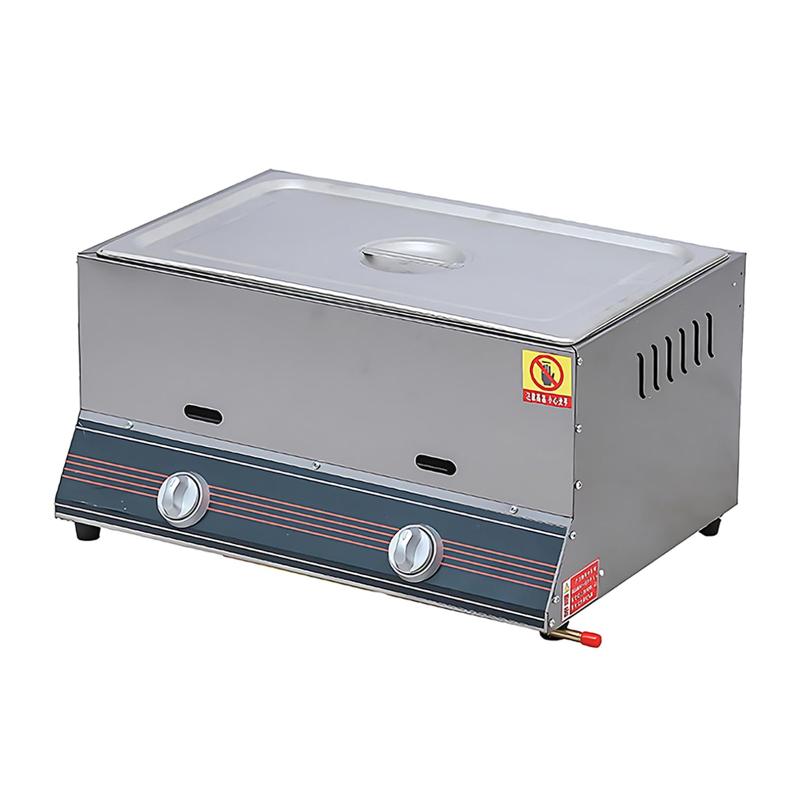 2800Pa Baja Presión,Acero Inoxidable 304-Freidora a Gas 16L,Doble Cuba Gastro para Catering Profesional,Aparato Portátil para Quioscos,Mangos Aislados Térmicos de Goma(1 Tank)