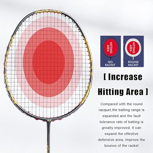 Miniatura 3 de TAJ 4U G5 Max 35LBS 800T Raqueta de bádminton de fibra de carbono con 1 bolsa de transporte, 1 empuñadura, raqueta de bádminton de grafito